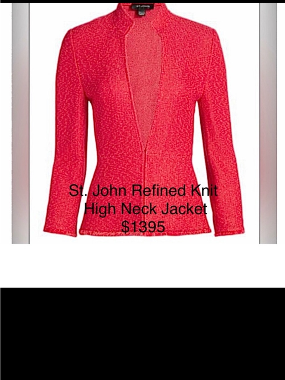 St John’s-  $1395 Refined Knit High Neck Jacket, Size 12, in Striped Tweed